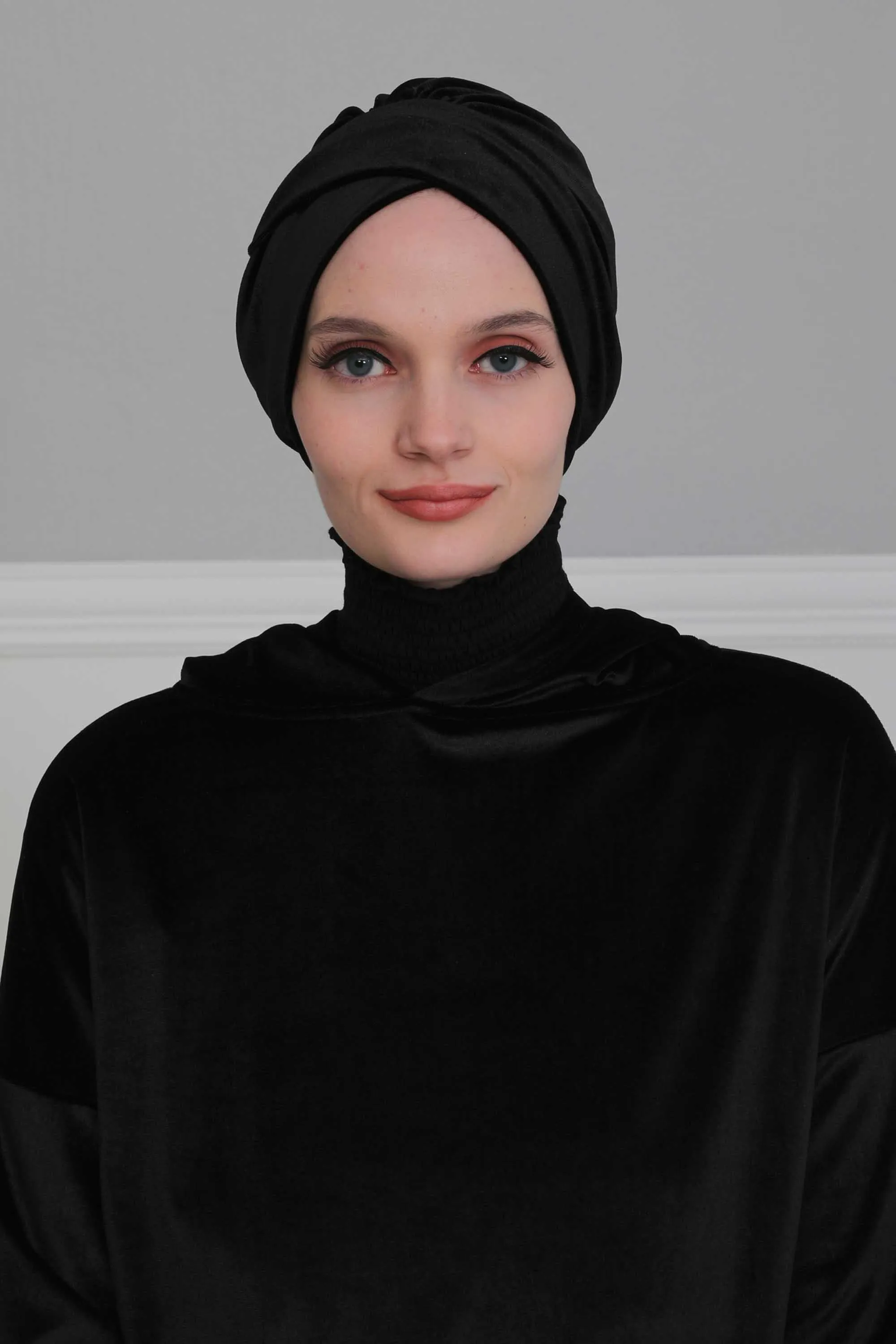 Velvet Instant Turban Cap with Long Tails at the Back Side, Lightweight Turban Head Cover for Women, Velvet Chemo Headwear Bonnet Cap,B-31K