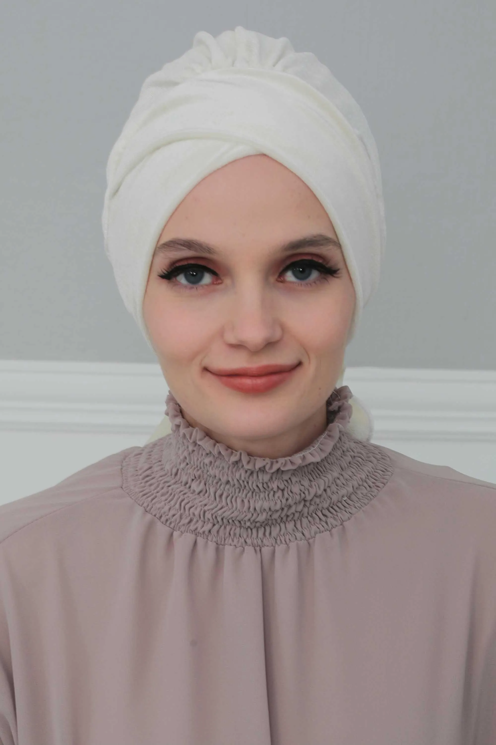 Velvet Instant Turban Cap with Long Tails at the Back Side, Lightweight Turban Head Cover for Women, Velvet Chemo Headwear Bonnet Cap,B-31K