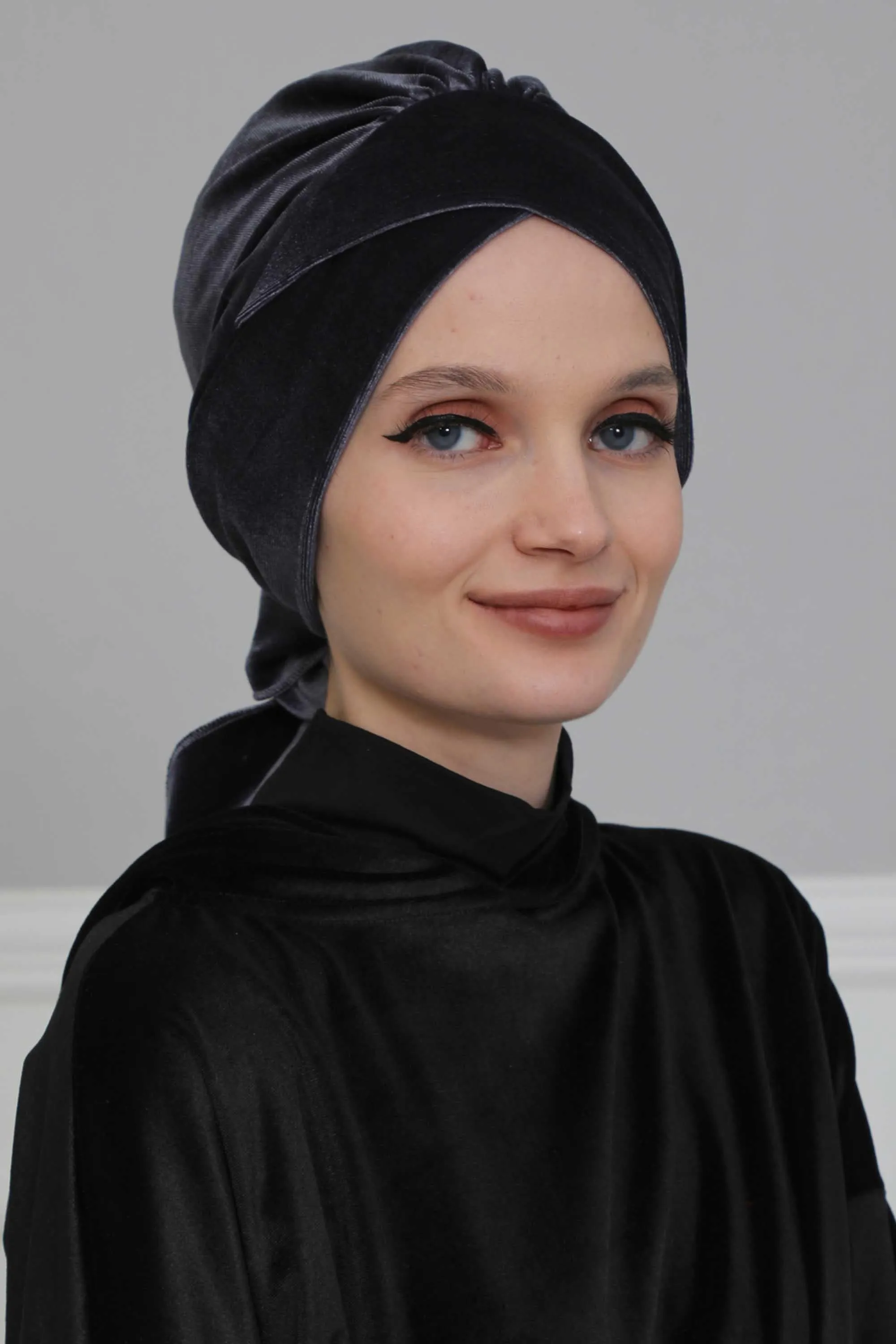 Velvet Instant Turban Cap with Long Tails at the Back Side, Lightweight Turban Head Cover for Women, Velvet Chemo Headwear Bonnet Cap,B-31K