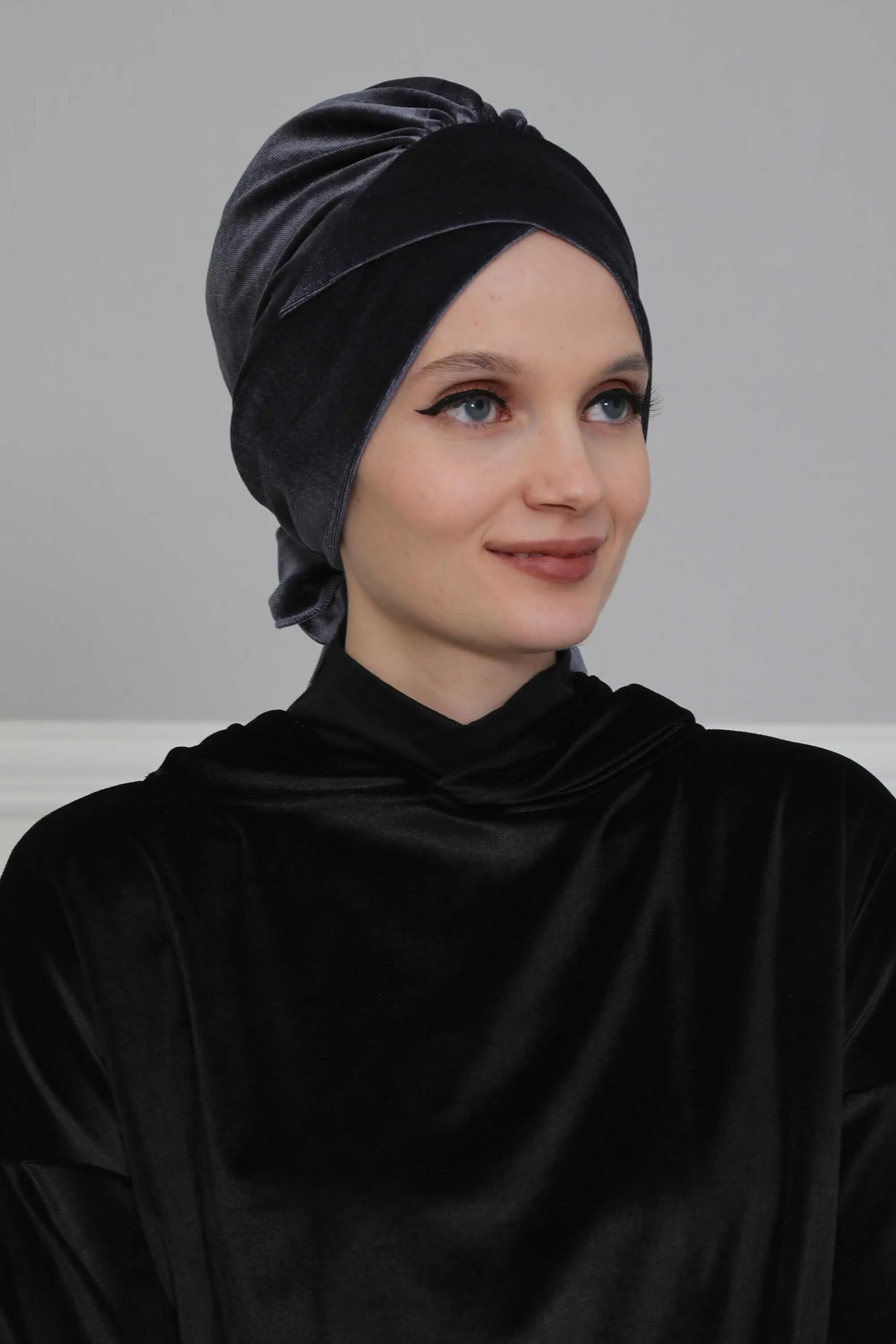 Velvet Instant Turban Cap with Long Tails at the Back Side, Lightweight Turban Head Cover for Women, Velvet Chemo Headwear Bonnet Cap,B-31K