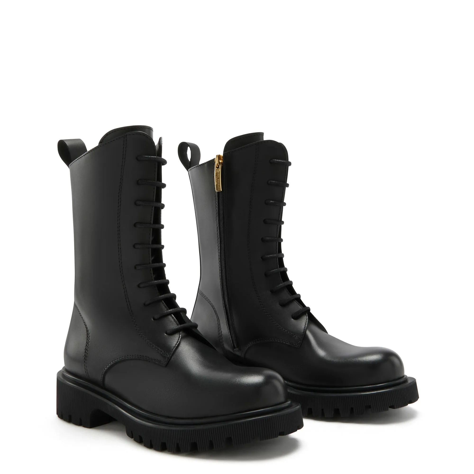 Vendôme Myrthe black calfskin leather lace up boots