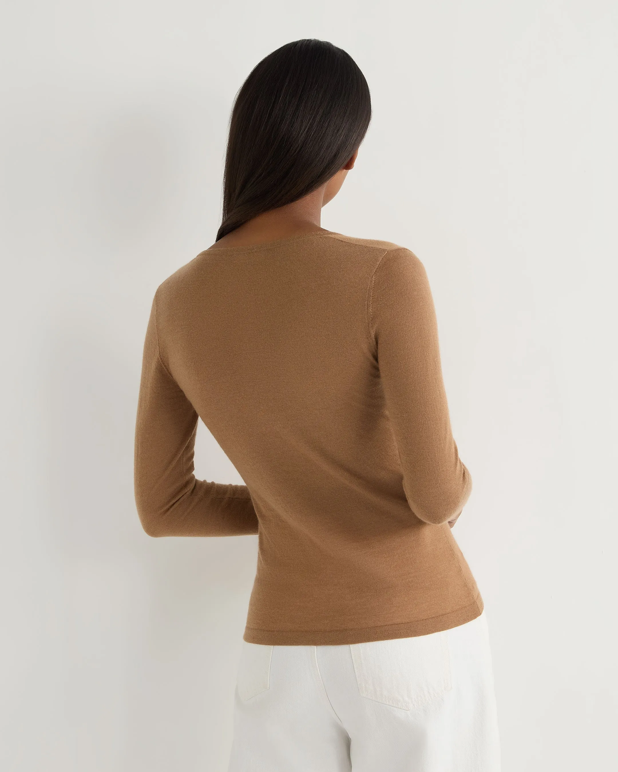 Women's Imogen Superfine Cashmere V Neck Jumper Dark Camel Brown