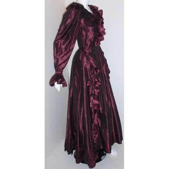 YVES SAINT LAURENT 1990s Purple Iridescent Silk Taffeta Gown | Size 38